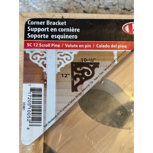 Ornamental Corner Bracket Unfinished Wood Corbel 12"x10.5" New - Picture 2 of 7